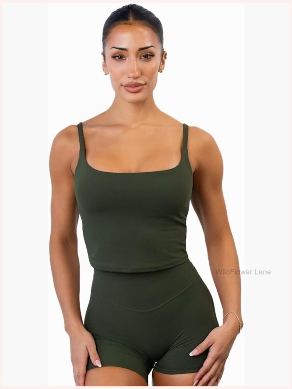 Women's Medium Compression Scoop Tank Top with Adjustable Straps and Removable